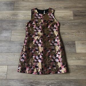 Rachel Roy Dress Sz 6 Pink Sheath Floral Metallic Gold Silver Party Date Holiday